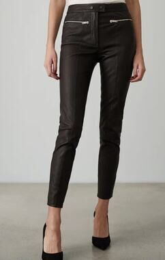 REISS Bales 100% Leather Biker Leggings Size US 10 / UK 14 Black Leather Pant